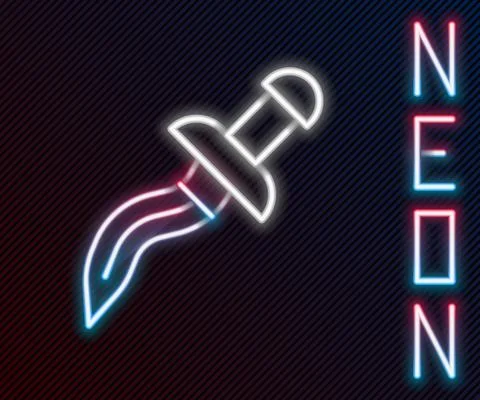 Glowing neon line Dagger icon isolated on black background. Knife icon. Sword Stock Illustration
