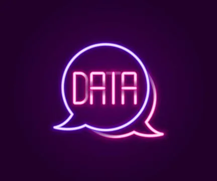 Glowing neon line Data analysis icon isolated on black background. Business.. Stock Illustration
