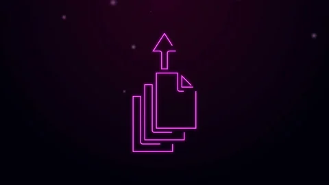 Glowing neon line Data export icon isolated on black background. 4K Video motion Stock Footage 144449825