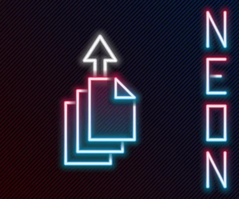 Glowing neon line Data export icon isolated on black background. Colorful Stock Illustration