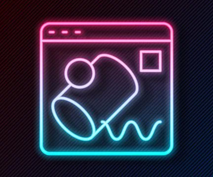 Glowing neon line Data visualisation icon isolated on black background. Vector Illustrazione stock