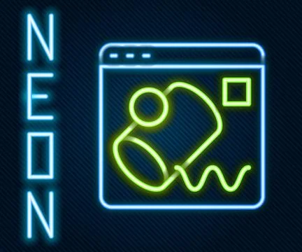 Glowing neon line Data visualisation icon isolated on black background. Col.. 스톡 일러스트