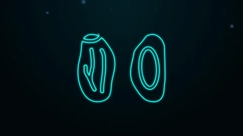 Glowing neon line Date fruit icon isolated on black background. 4K Video motion Stock Footage 155147269