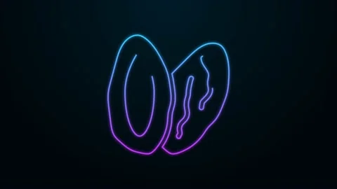 Glowing neon line Date fruit icon isolated on black background. 4K Video motion Stock Footage 156373175