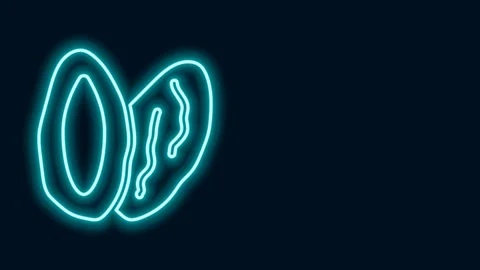 Glowing neon line Date fruit icon isolated on black background. 4K Video motion Stock Footage 156373192