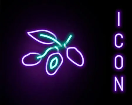Glowing neon line Date fruit icon isolated on black background. Colorful ou.. Stock Illustration
