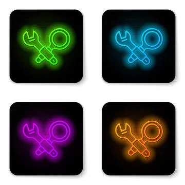 Glowing neon line Debugging icon isolated on white background. Debugging tool Stockillustratie