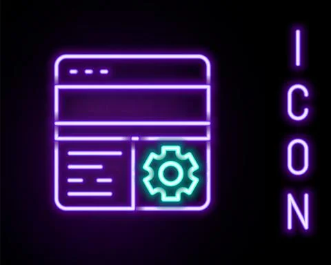 Glowing neon line Debugging icon isolated on black background. Debugging tool Stockillustratie