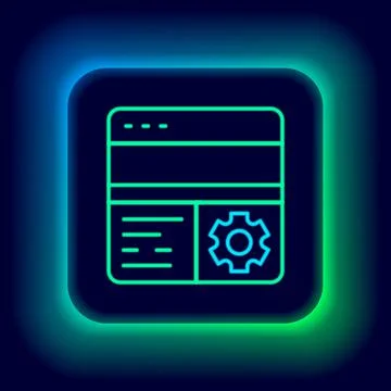 Glowing neon line Debugging icon isolated on black background. Debugging tool Stock Illustration
