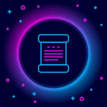Glowing neon line Declaration of independence icon isolated on black background 스톡 일러스트