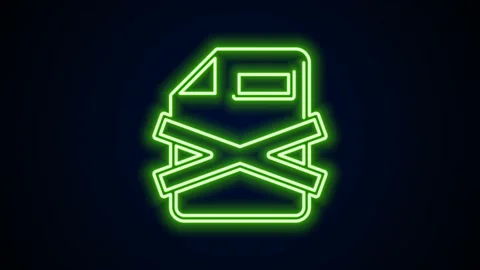 Glowing neon line Delete file document icon isolated on black background Video stock 159290328