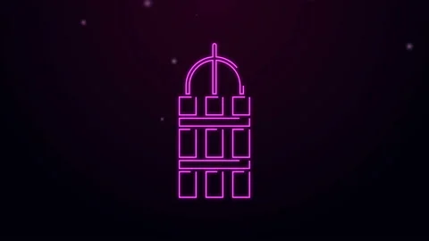 Glowing neon line Detonate dynamite bomb stick and timer clock icon isolated on Stock Footage 139540926