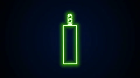 Glowing neon line Detonate dynamite bomb stick icon isolated on black background Stock Footage 142290810