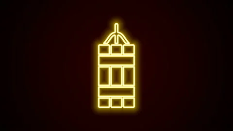 Glowing neon line Detonate dynamite bomb stick icon isolated on black background Stock Footage 142912332
