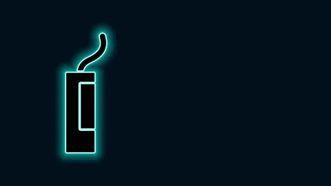 Glowing neon line Detonate dynamite bomb stick icon isolated on black background Stock Footage 147226749