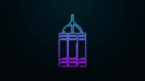 Glowing neon line Detonate dynamite bomb stick icon isolated on black background Stock Footage 147227176