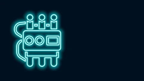Glowing neon line Detonate dynamite bomb stick and timer clock icon isolated on Stock Footage 156026944