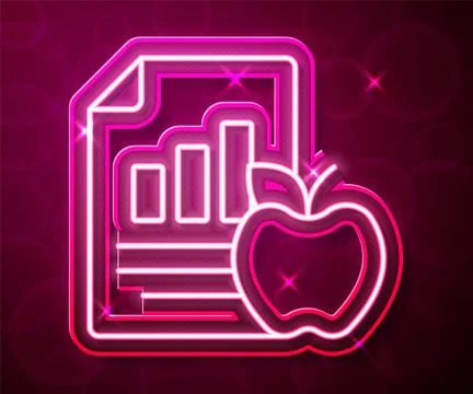 Glowing neon line Diet plan icon isolated on isolated on red background. Co.. Stock Illustration