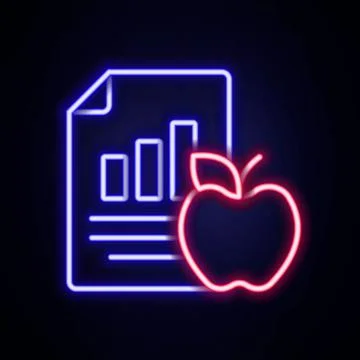 Glowing neon line Diet plan icon isolated on isolated on brick wall backgro.. Stock Illustration