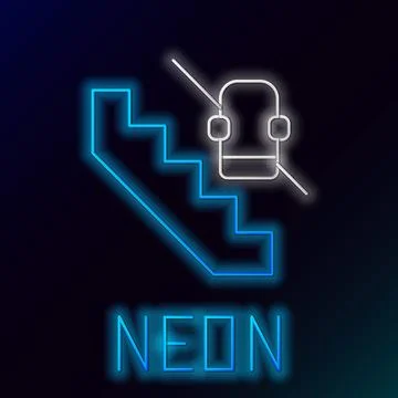 Glowing neon line Disabled access elevator lift escalator icon isolated on .. Stock Illustration