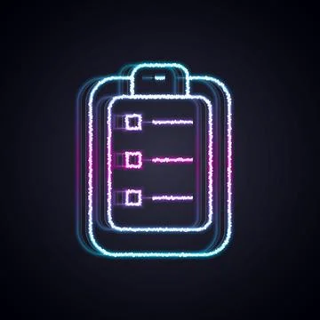 Glowing neon line To do list or planning icon isolated on black background Stock Illustration