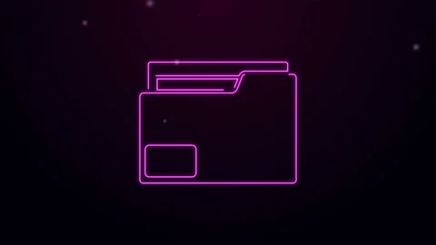 Glowing neon line Document folder icon isolated on purple background. Accounting Stock Footage 139553185