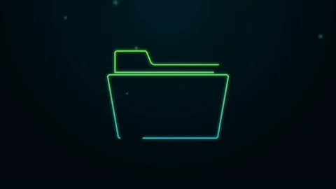Glowing neon line Document folder icon isolated on black background. Accounting Stock Footage 140294679