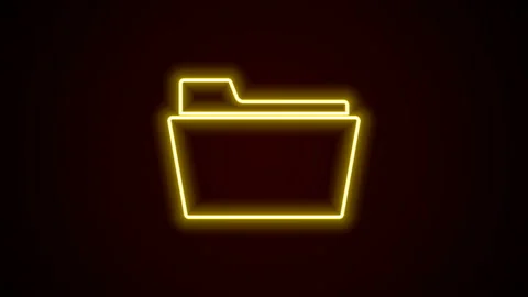 Glowing neon line Document folder icon isolated on black background. Accounting Stock Footage 142608875