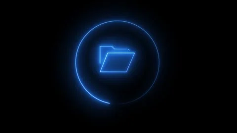 Glowing neon line Document folder icon isolated on black background. Accoun.. Stock Footage 292361301