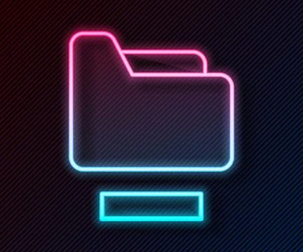 Glowing neon line Document folder icon isolated on black background. Accoun.. Stock Illustration