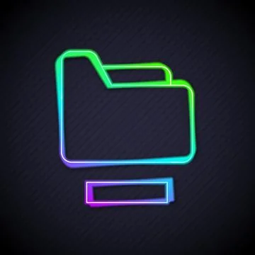 Glowing neon line Document folder icon isolated on black background. Accoun.. Stock Illustration