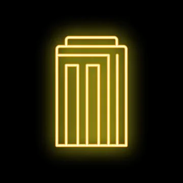 Glowing neon line document folder icon isolated on black background vector .. Stock Illustration