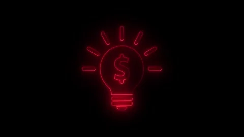 Glowing neon line dollar icon with gear shining light bulb icon. Innovation.. 스톡 동영상 340601232