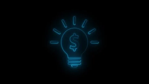 Glowing neon line dollar icon with gear shining light bulb icon. Innovation.. Vidéo 341516200