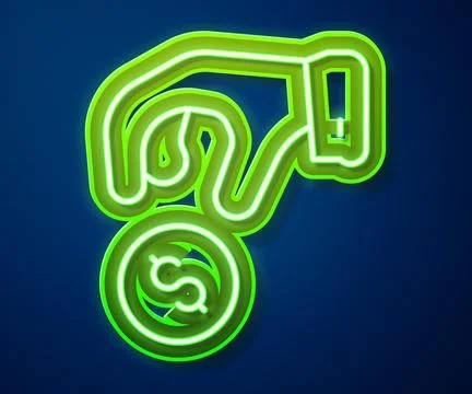 Glowing neon line Donate or pay your zakat as muslim obligatory icon isolat.. Stock Illustration