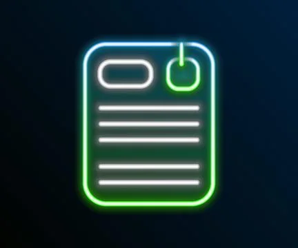 Glowing neon line Dossier folder icon isolated on black background. Colorful Stock Illustration
