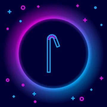 Glowing neon line Drinking plastic straw icon isolated on black background... Stock Illustration