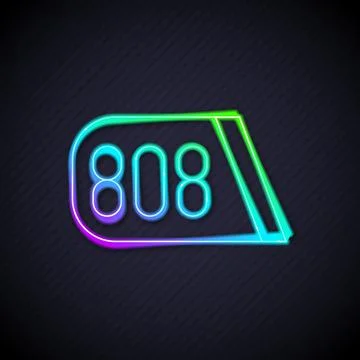 Glowing neon line Drum machine music producer equipment icon isolated on black Illustrazione stock