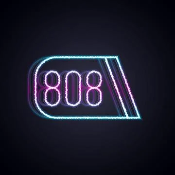 Glowing neon line Drum machine music producer equipment icon isolated on black Stock Illustration