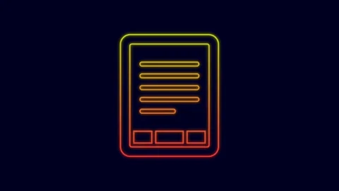 Glowing neon line E-Book reader icon isolated on blue background. 4K Video Video stock 227212425