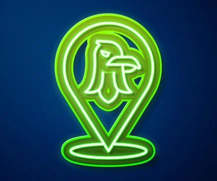 Glowing neon line Eagle icon isolated on blue background. American Presiden.. Stock Illustration