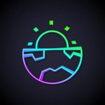 Glowing neon line Earth core structure crust icon isolated on black backgro.. 스톡 일러스트