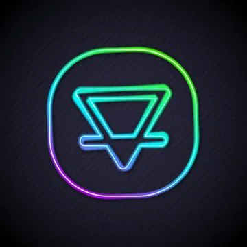 Glowing neon line Earth element of the symbol alchemy icon isolated on black Illustrazione stock
