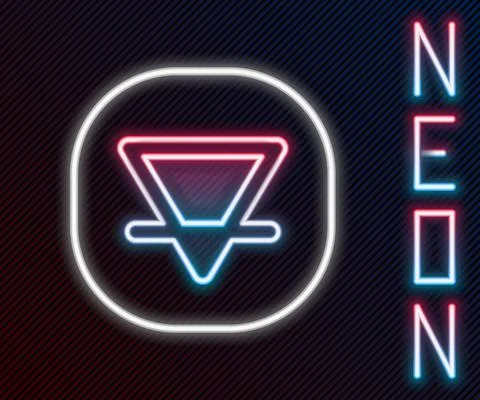 Glowing neon line Earth element of the symbol alchemy icon isolated on black Illustrazione stock