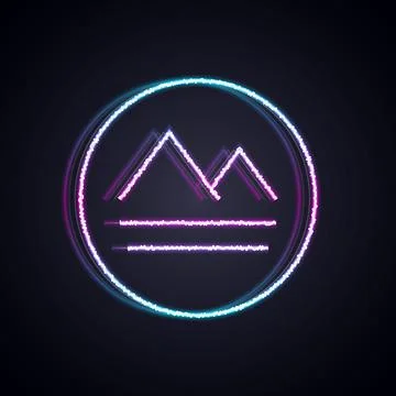 Glowing neon line Earth element of the symbol alchemy icon isolated on black Illustrazione stock