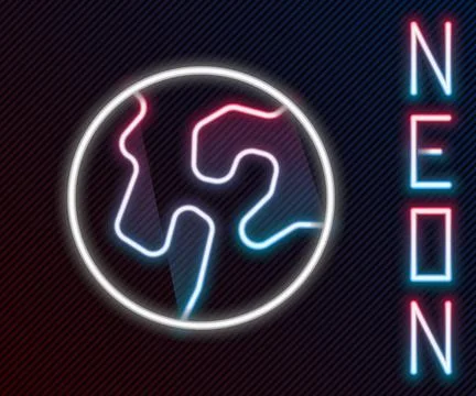 Glowing neon line Earth globe icon isolated on black background. World or E.. Stock Illustration
