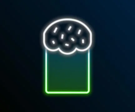Glowing neon line Easter cake icon isolated on black background. Happy Easter Stock Illustration