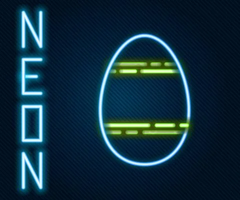 Glowing neon line Easter egg icon isolated on black background. Happy Easter 스톡 일러스트