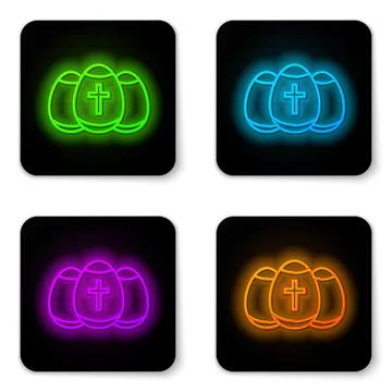 Glowing neon line Easter egg icon isolated on white background. Happy Easter Stock Illustration