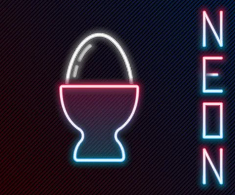 Glowing neon line Easter egg on a stand icon isolated on black background. Happy Illustrazione stock